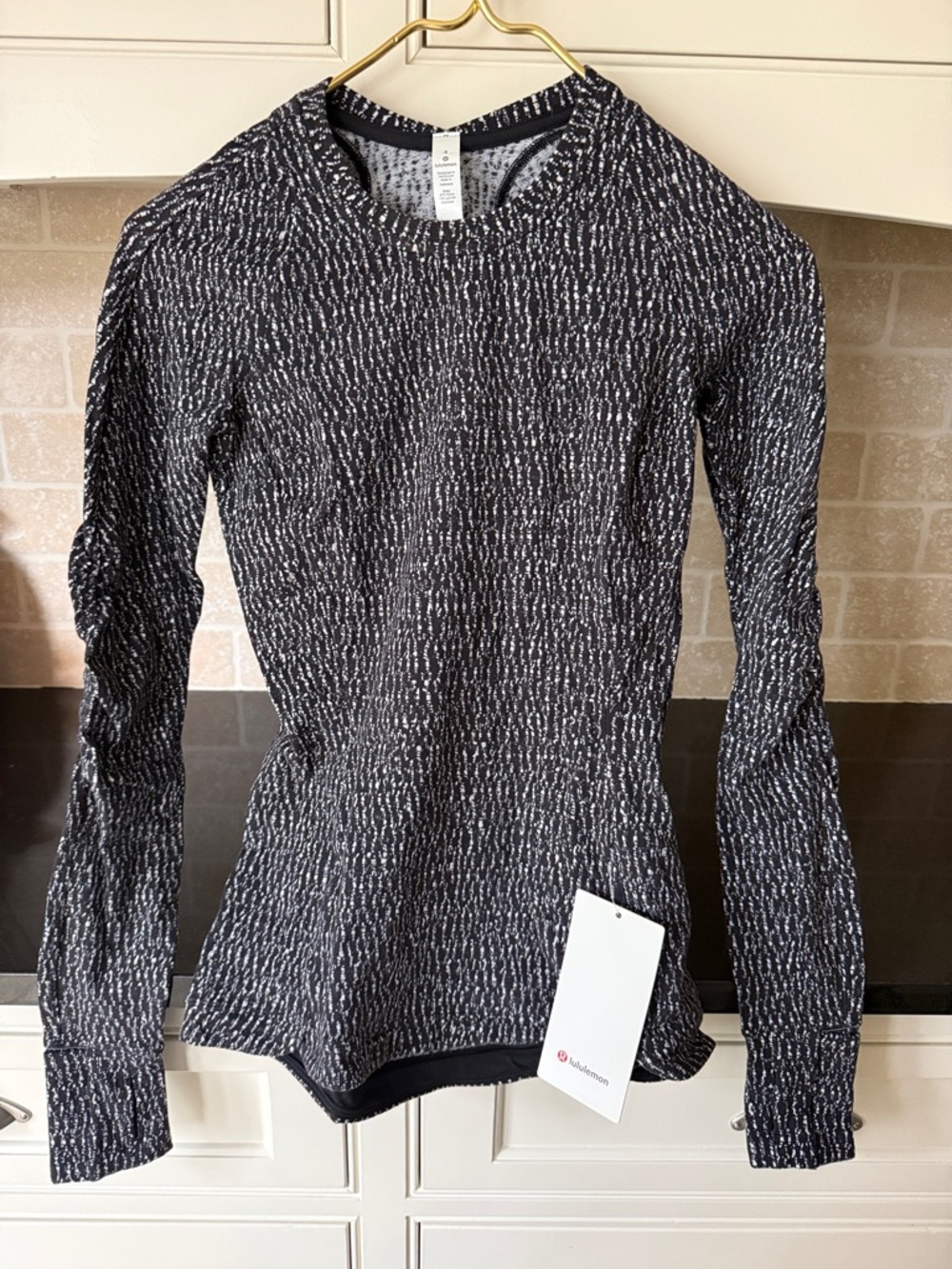 lululemon athletica Black and White Marled Long-Sleeve Top